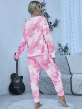 Shiny Tie-Dye Round Neck Top and Pants Lounge Set OutfitFlow